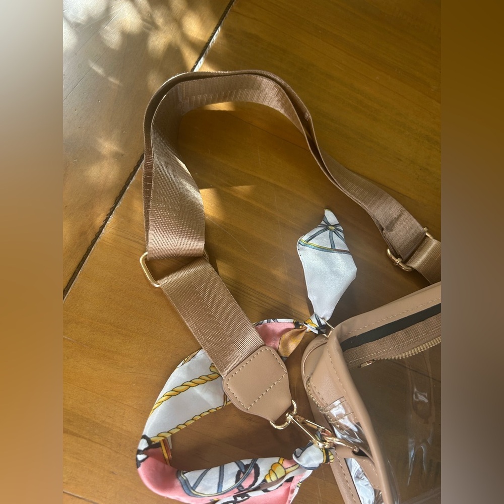 NWOT Buckle Transparent Crossbody Bag with Scarf Accent - Picture 5 of 8